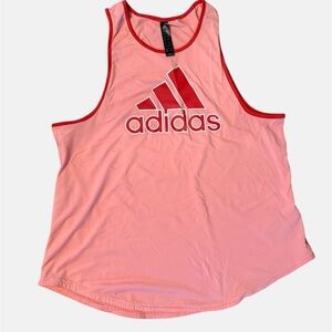 Adidas Pink and Red Logo Athletic Tank